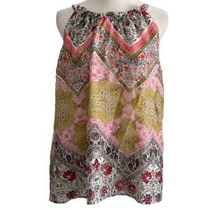 LOFT Women’s Cream w/ Multi Floral Print Cami Top Blouse Size: XL